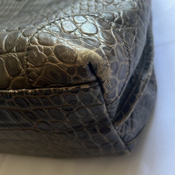 Gianfranco Ferre Croc Embossed Leather Tote - Picture 5 of 12